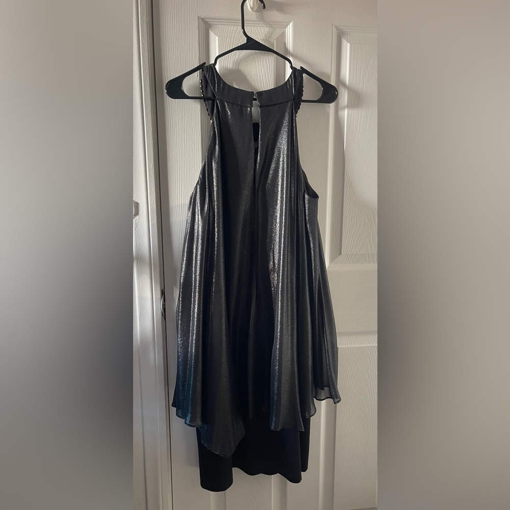 Signature by Sangria Shimmering Black High Low Dress